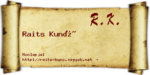 Raits Kunó névjegykártya